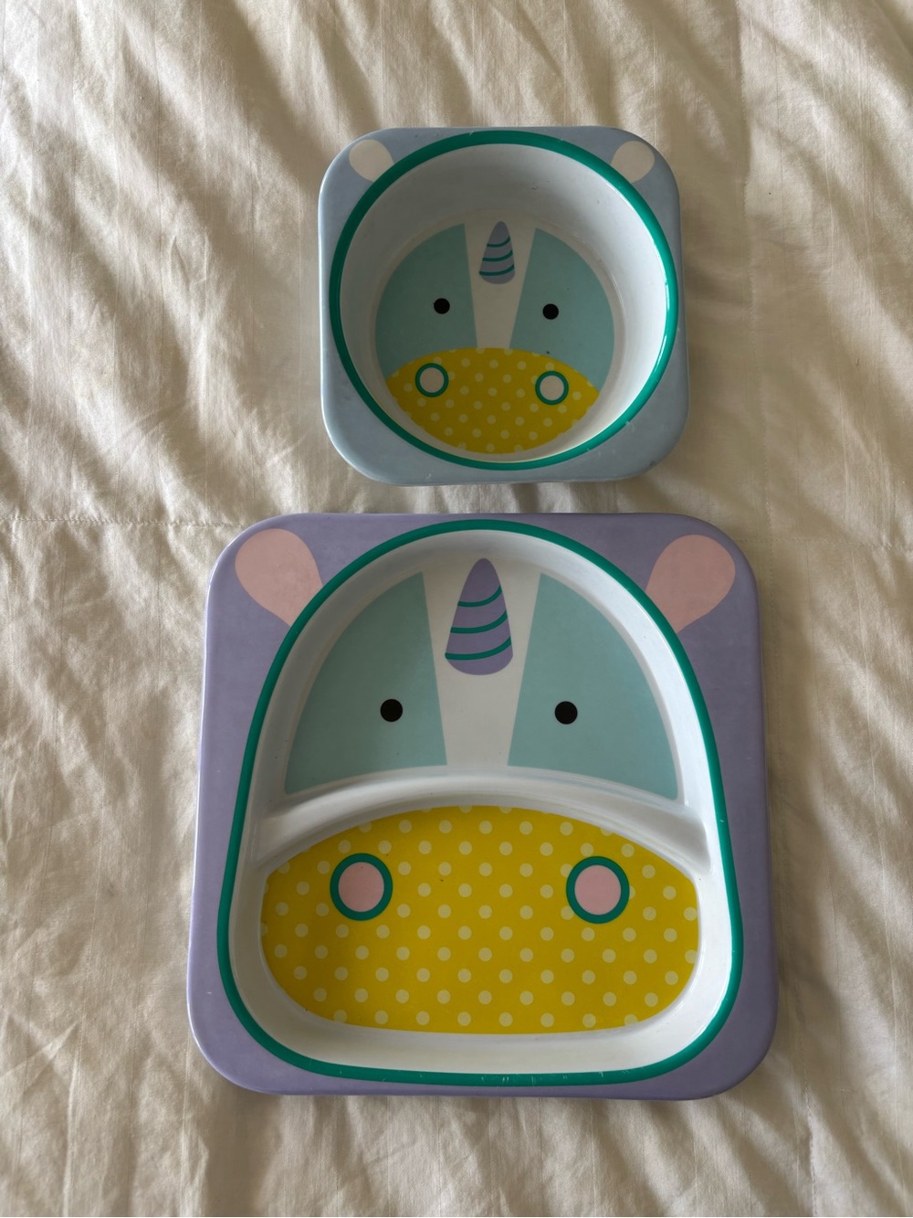Skip Hop Zoo Melamine Unicorn divided plate bowl Set